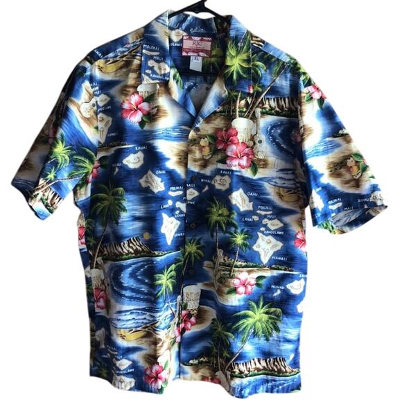 RJC Hawaiian Short Sleeve Button Up Shirt Made in Hawaii Size XL - Picture 1 of 6